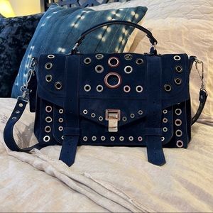 Proenza Schouler Medium PS1 Blue Suede Grommet